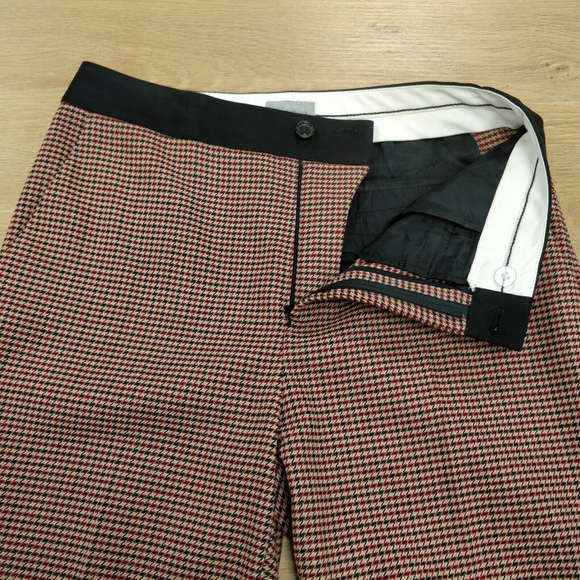 $350 GREY JASON WU Milano Stretch Skinny Pants Houndstooth Plaid Red Multi 4 - Picture 5 of 9